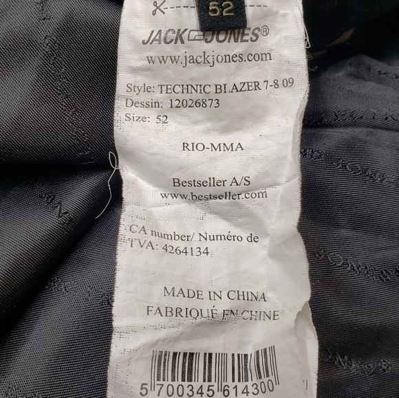 Jack & Jones Men's Black Military Style Technic Blazer Jacket Size 52 - Picture 11 of 16